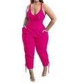 adviicd Stretchy Jumpsuits For Women Womenâ€™s Summer Sleeveless Tank Jumpsuits High Waist Low Cut Casual Scoop Neck Fit And Flare Long Pants Rompers Hot Pink M