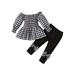 Toddler Baby Girl Christmas Outfits Plaid Long Sleeve Ruffle Tunic Top Dress+Leggings Pants