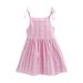 HAPIMO Girls s A Line Dress Toddler Baby Geometry Sleeveless Lovely Relaxed Comfy Cute Square Neck Princess Dress Drawstring Swing Hem Holiday Pink 3 Y