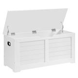 VASAGLE Storage Chest Storage Trunk with 2 Safety Hinges Storage Bench Shoe Bench Modern Style 15.7 x 39.4 x 18.1 Inches for Entryway Bedroom Living Room Matte White