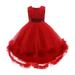 HAPIMO Girls s Party Gown Birthday Dress Solid Lace Splicing Holiday Sleeveless Princess Dress Lovely Relaxed Comfy Round Neck Cute Tiered Mesh Hem Bowknot Red 130
