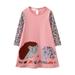 Youmylove Dresses For Girls Toddler Long Sleeve Dress Cute Animal Cartoon Appliques A Line Flared Skater Dress Cotton Dress Outfit