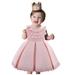 HAPIMO Girls s Party Gown Birthday Dress Solid Splicing Cute Round Neck Princess Dress Tiered Lace Crochet Holiday Sleeveless Lovely Relaxed Comfy Pink 70