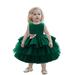 HAPIMO Girls s Party Gown Birthday Dress Solid Bowknot Cute Holiday Sleeveless Lovely Relaxed Comfy Princess Dress Round Neck Tiered Mesh Ruffle Hem Green 110