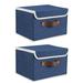 Noarlalf Organization and Storage Foldable Fabric Storage with Handle Lid Large Collapsible Box Basket for Home Organizer 2 Packs Blue Storage Containers Storage Box 26*21*4