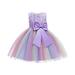 HAPIMO Girls s Party Gown Birthday Dress Rainbow Gradient Lovely Relaxed Comfy Holiday Round Neck Floral Bowknot Lace Mesh Cute Sleeveless Princess Dress Purple 4-5 Y