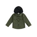 Qtinghua Toddler Baby Boy Corduroy Hooded Coat Long Sleeve Button Closure Fall Winter Jacket Outwear Army Green 4-5 Years