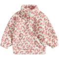 Xkwyshop Kids Baby Girls Fleece Jacket Vintage Print Stand Collar Long Sleeve Plush Coat Winter Warm Kids Outerwear