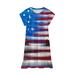 HAPIMO Girls s Knee Length Dress Stripe Star Print Short Sleeve Relaxed Comfy Round Neck Independece Day Ruffle Hem Cute Holiday Lovely Princess Dress Blue 5-6Y