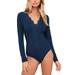 Jumpsuits For Women Elegant V Neck Lace Edge Striped Long Sleeved Thong Bottoming Rompers For Women Summer
