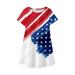 HAPIMO Girls s Knee Length Dress Stripe Star Print Short Sleeve Round Neck Independece Day Cute Holiday Princess Dress Relaxed Comfy Lovely White 5Y