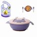 MesaSe Pink Baby Suction Plates Bowl 2 Spoon Set Nonslip Spill Proof BPA-Free Feeding Baby Bowl with Lid Self Feeding Training Storage Plate Cutlery Travel Set with Purple Baby Bib