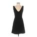 Rachel Roy Casual Dress - A-Line Plunge Sleeveless: Black Print Dresses - Women's Size 4