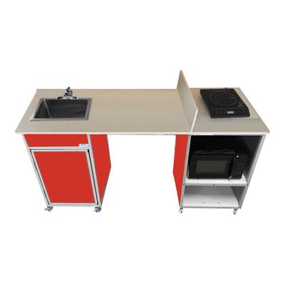 Monsam PK-2020-RED Red Wheelchair Accessible Portable Kitchen with Self-Contained Sink