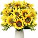 Sunflowers Artificial Flowers Bulk Summer Decor Fake Flowers Silk Faux Sunflower Bouquet Arrangement for Vase Wedding Table Home Porch Indoor Outdoor - Yellow 6