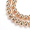 Electroplate Non-magnetic Synthetic Hematite Bead Strands Round Light Gold Plated