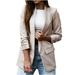 Blazer Jackets for Women Faux Leather Motorcycle Jacket Vintage Solid Slim Work Coat Lightweight Outerwear Streetwear