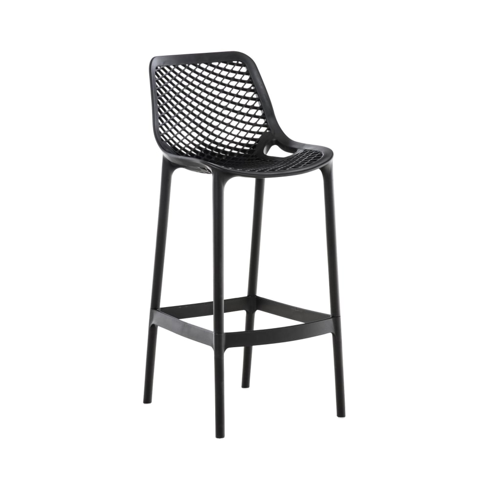 Tabouret de bar d'extérieur avec repose-pieds résine Noir