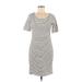 H&M Casual Dress - Sheath Scoop Neck Short sleeves: White Print Dresses - Women's Size Medium