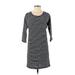 T by Talbots Casual Dress - Shift: White Stripes Dresses - Women's Size P