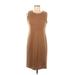 SOHO Apparel Ltd Casual Dress - Sheath Crew Neck Sleeveless: Brown Print Dresses - Women's Size 6 Petite