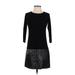 Bailey 44 Casual Dress - DropWaist Crew Neck 3/4 sleeves: Black Print Dresses - Women's Size X-Small