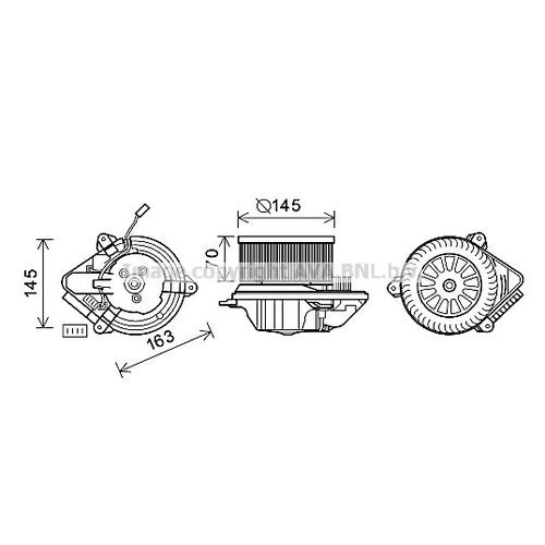 AVA QUALITY COOLING Innenraumgebläse Ø146mm 146mm für PEUGEOT CITROËN 644176 96042498 6441F3 CN8503