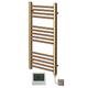 Greened House Electric Brushed Brass Straight Heated Towel Rail 400mm Wide x 800mm High Flat Towel Radiator + Timer and Thermostat