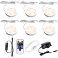 AIBOO Dimmable Under Counter Lights Kitchen with Remote,Ultra-Thin 240V LED Cabinet Lights,12W Cupboard Lights，6 Lights,Warm White