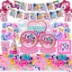 Ensemble de décoration sur le thème du poney rose pour enfants fournitures de fête serviette