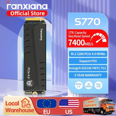Fanxiang-S770 SSD 7400 MBumental PCIe 4.0 M.2 Nvme 500 Go 1 To 2 To 4 To Disque dur interne à