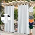 RYB HOME 1pc Waterproof Outdoor Curtain Panels Blackout Patio Curtains Sticky Tab Top for Sliding