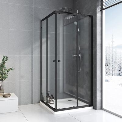 Duschkabine Schwarz 80x80 cm Eckeinstieg Duschkabine Schiebetür 6mm esg Glas Duschabtrennung Dusche Image