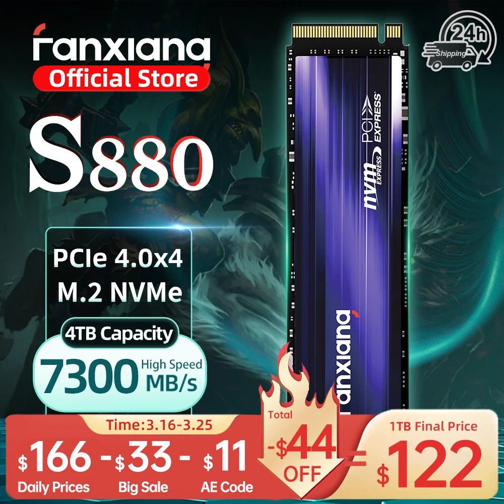 Fanxiang S880 M.2 SSD 7300MB/s 1TB/2TB/4TB M.2 NVMe SSD-Laufwerk PCIe 4.0x4 Festplatte Interne Solid-State-Drive für PS5 Laptop PC Image