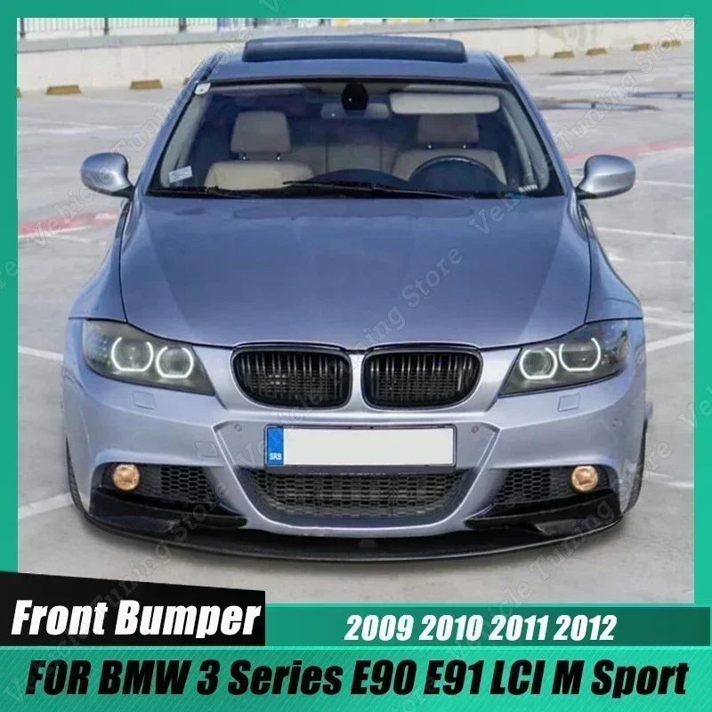 Für BMW 3er E90 E91 LCI M Sport 2009-2012 4PCS glänzend schwarz Auto Frontschürze Lip Spoiler Body Kit Ente Splitter ABS Tuning Image
