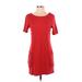 H&M Casual Dress - Shift Scoop Neck Short sleeves: Red Print Dresses - Women's Size 8