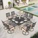 Sophia & William 9 Piece Outdoor Metal Patio Dining Set 60 Square Table and Swivel Chairs Furniture Set for 8