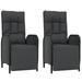 vidaXL Reclining Chair 2 Pcs Outdoor Wicker Armchair with Cushions Poly Rattan