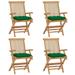 Htovila Patio Chairs with Green Cushions 4 pcs Solid Teak Wood