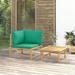Htovila 2 Piece Patio Set with Green Cushions Bamboo