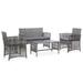 Htovila 4 Piece Patio Set with Cushion Poly Rattan Anthracite