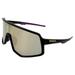 Epoch Eyewear L2 Sports Motorcycle Glasses Sunglasses Wraparound Single-Lens Black Frame w/Champagne Mirror Lens