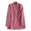 Womens Suit Jackets Candy Pink Suit Jacket for Women Autumn Coat Mid Length Causal Jacket Coat