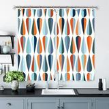 Medieval Prints Blackout Kitchen Curtains Blue Grey Turquoise Mid Century Modern Abstract Kitchen Curtain and Valances Window Drapes Curtains Window Treatment Sets with Hooks (55X39)