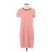 J.Crew Factory Store Casual Dress - Shift Crew Neck Short sleeves: Orange Color Block Dresses - Women's Size Small