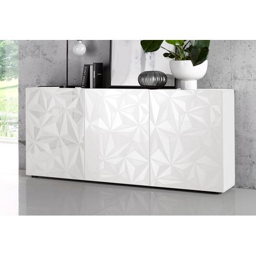 „Sideboard LC „“Prisma““ Sideboards Gr. B/H/T: 181 cm x 84 cm x 42 cm, weiß (weiß hochglanz lack, front mit siebdruck) Sideboards Breite 181 cm“
