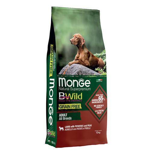 12 kg Monge Bwild Grain Free All Breeds lamb with Potatoes and Peas Hundefutter trocken