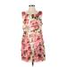 DressBarn Casual Dress - A-Line: Red Floral Dresses - Women's Size 4 Petite