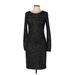 Mark + James by Badgley Mischka Casual Dress - Sheath Crew Neck Long sleeves: Black Dresses - Women's Size Large