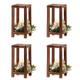 NUPTIO Wooden Candle Lantern Indoor - 4 Pcs Rustic Lanterns for Living Room Wood Candle Holder, Decorative Christmas Pillar Candle Stand Farmhouse Wedding Mantelpiece Country Barn Decoration, 25.7cm